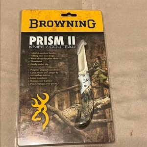 Browning Prism II Knife - Silver and Black Handle